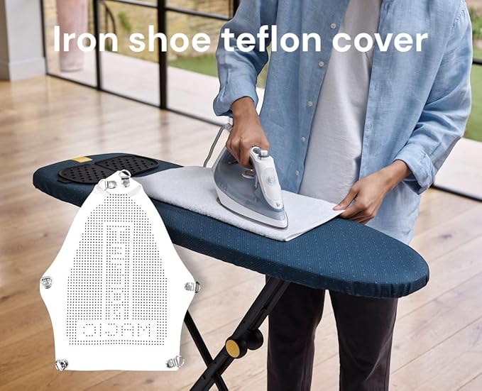 Teflon Iron Shoe Cover | Iron Plate Protector for Steam Iron | Heat-Safe Teflon Ironing Shoe, Iron Protection Sheet for Clothes & Laundry Board | White