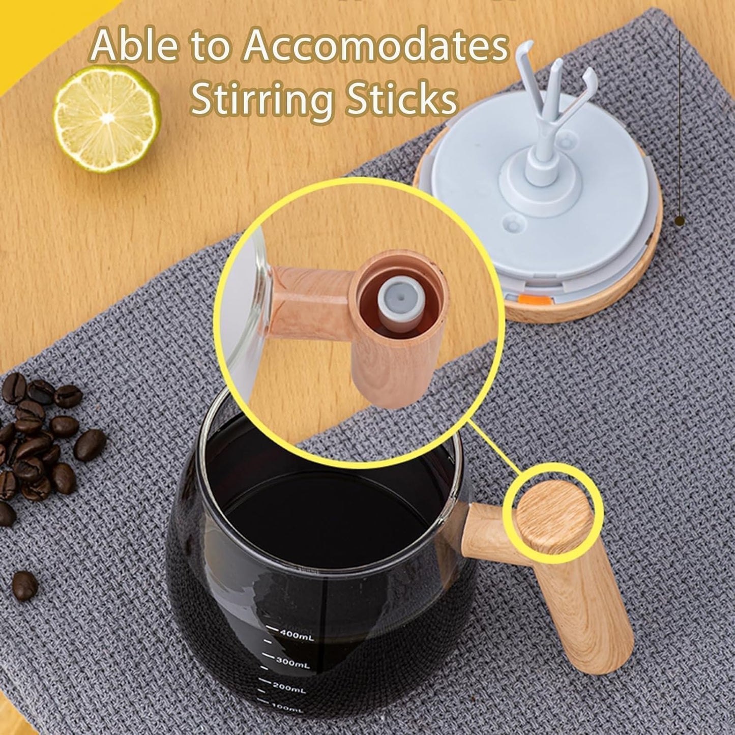 Self Stirring Mug 400ML – Electric High-Speed Mixing Cup, Rechargeable Type-C Coffee Blender Mug, Borosilicate Glass Stirring Cup for Coffee, Milk, Protein at Home/Office