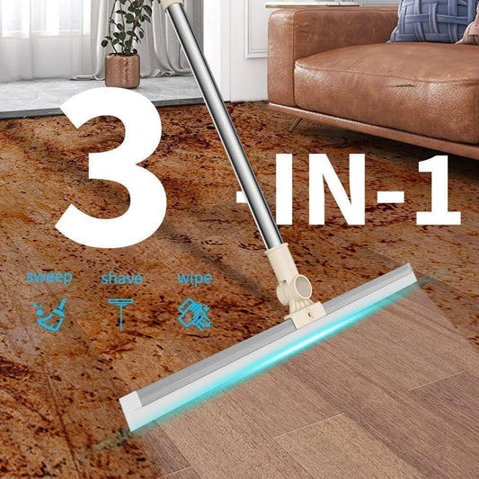 Magic Broom Sweeper with Extendable Handle, Silicone Wipers for Bathroom Floor, Silicone Floor Sweeper for Wet & Dry Cleaning,mFloor and Bathroom Cleaning Accessories, Wipers for Bathroom Floor