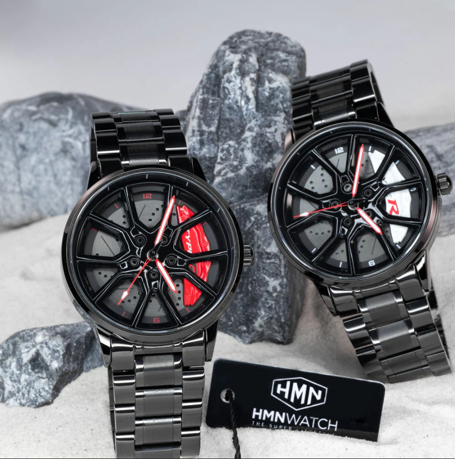 Men's Spinning Car Wheels Rolling Creative Fashion Watches for Men, Analog Watch Black Dial Zink Alloy Case Men's Watch, Black Color Stainless Steel Band, Rolling Wheel Gift Wristwatch